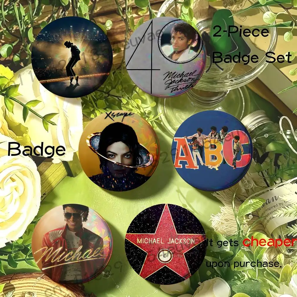 M-Michael J-Jackson Superstar Birth Album Brooches for Backpack Accessories 25 32 44 58 75mm Round 2-piece set Free Mix