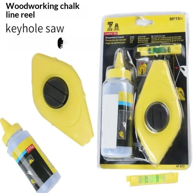 Chalk Line Reel Set Drop Resistant Shell Fast Rewind Clear Mark For Carpentry Construction Home Renovation Thickened And Durabl