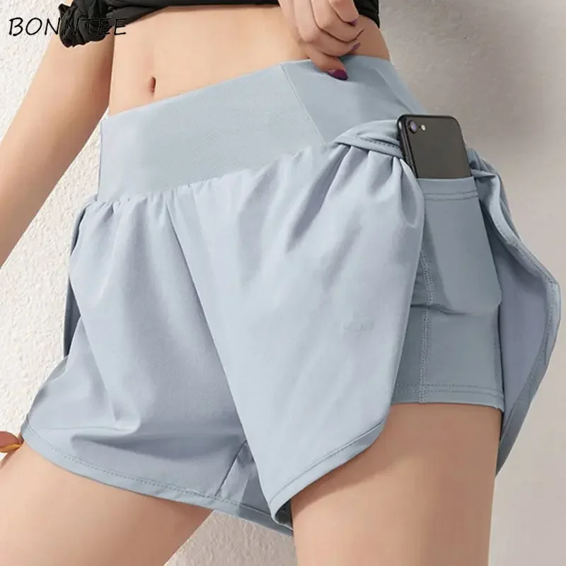 

Shorts Women Casual Elastic Waist Summer Ladies Clothing Breathable Vintage Ulzzang Popular Basic College Simple Daily Elegant