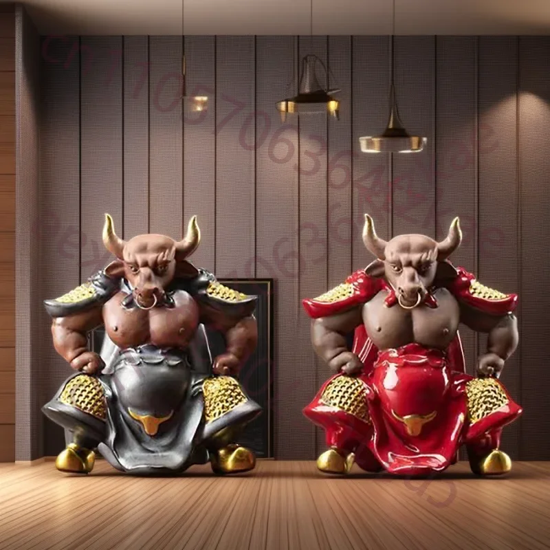 Ceramics Bull Demon King Statue Chinese Mythology Characters From TV's Journey To The West Home, Office Decoration Accessories