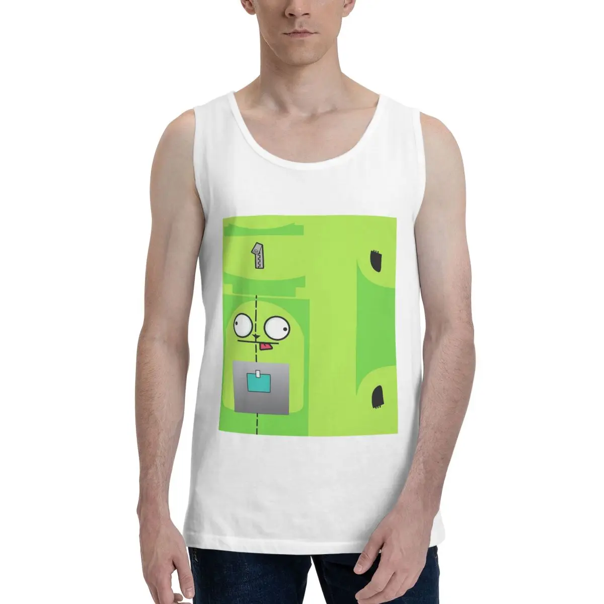 Invader Zim 100% Cotton Men's Sweatshirt Vest Sleeveless Clothing Tees Men Tank Tops T-shirt