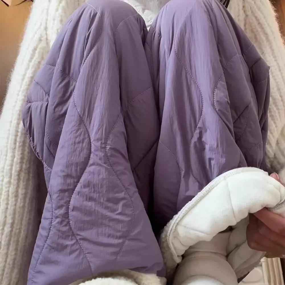 Fleece Lined Cotton Pants Women's Casual Warm Trousers Patchwork Plush Wide Leg Pants Autumn Winter New Arrival