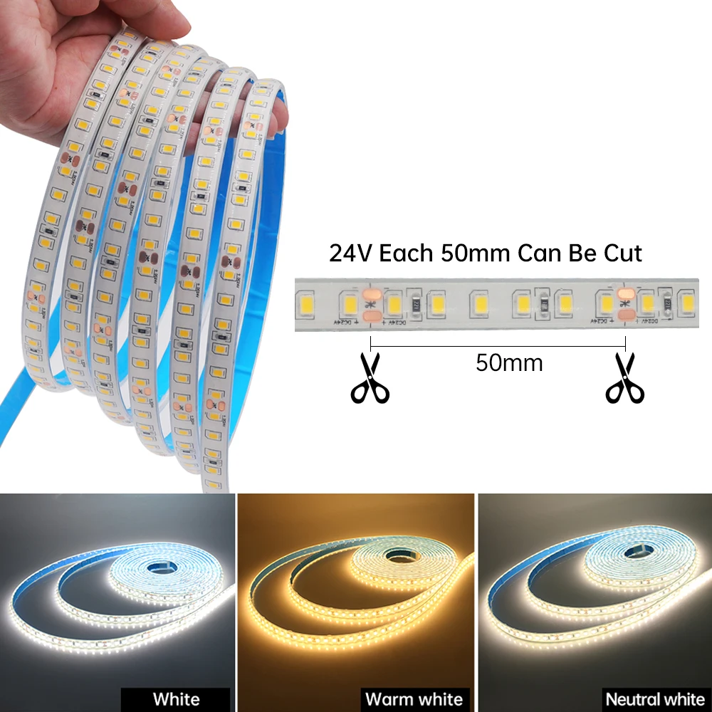 IP68 Waterproof LED strip Light 12V 24V 2835 120Leds Flexible LED Tape with Adhesive Underwater Outdoor Swimming Pool 0.5-20M