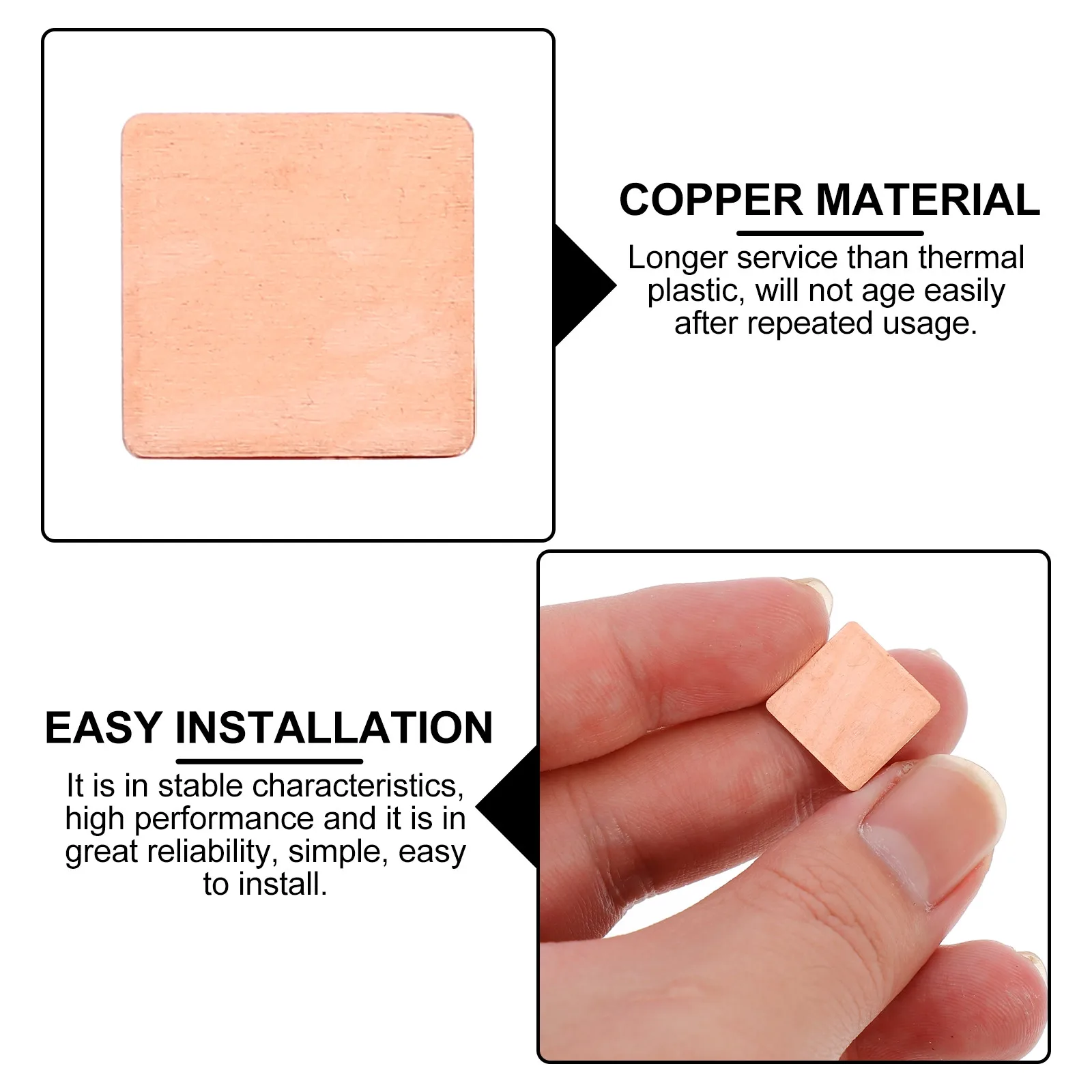 10Pcs Copper Heat Sink Thermal Pad Stable Long Service GPU Cooling Cooler for Laptop CPU RAM Heat Reduction Module
