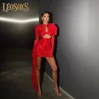 long sleeve mini dress with gloves bodycon