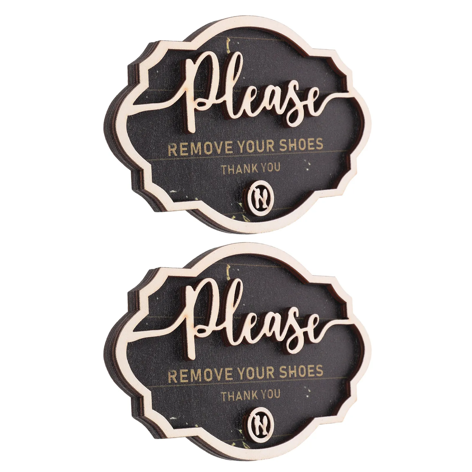 

2Pcs Shoes Off Sign Rustic Wooden Please Remove Shoes Plaque Front Door Decor Entryway Home Office Wall Reminder For Guests