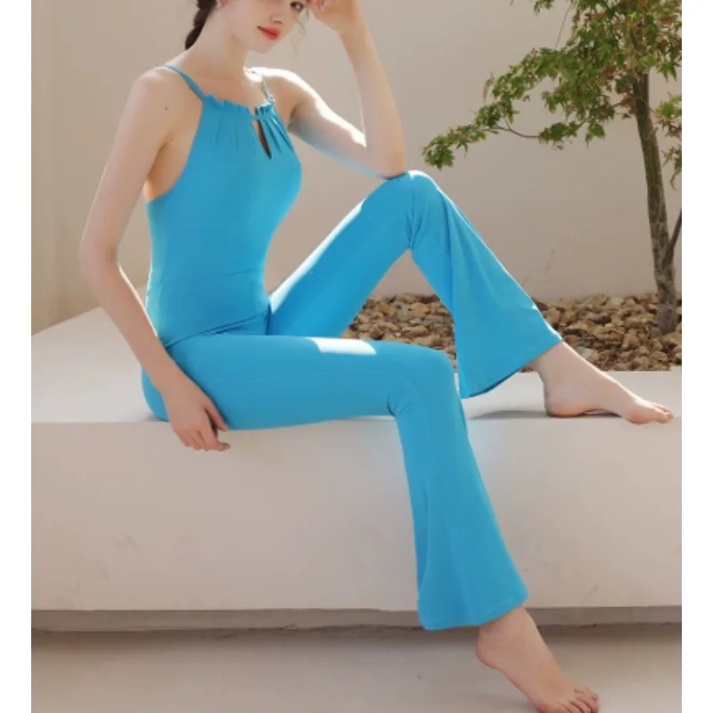 

Women's Yoga Suit One-Piece Fitn Clothes Air Yoga Tight Sports Pants Hollow out Lace Trim Leggings Yoga Overall Clothes