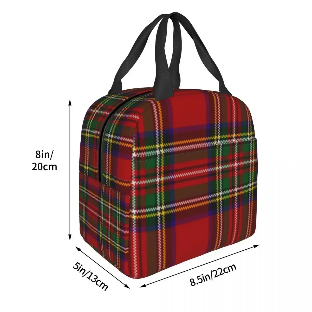 Scottish Stripes Pattern Insulated Lunch Bag Portable Lunch Container Thermal Bag Tote Lunch Box Office Outdoor Food Bag