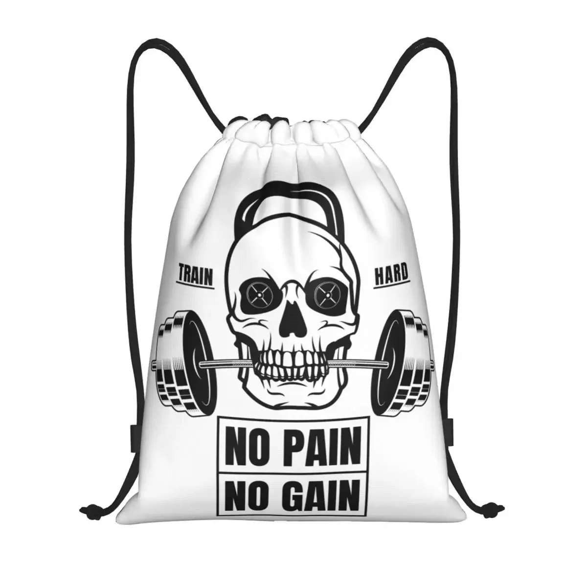 No Pain No Gain Drawstring Backpack Women Men Gym Sport Sackpack Foldable Bodybuilding Fitness Gym Training Bag Sack