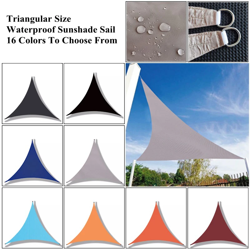 

16 Colors Triangular Waterproof Sunshade Sail Swimming Pool Rainproof Shading Cloth Sunblock Garden Camping Tent Outdoor Awning