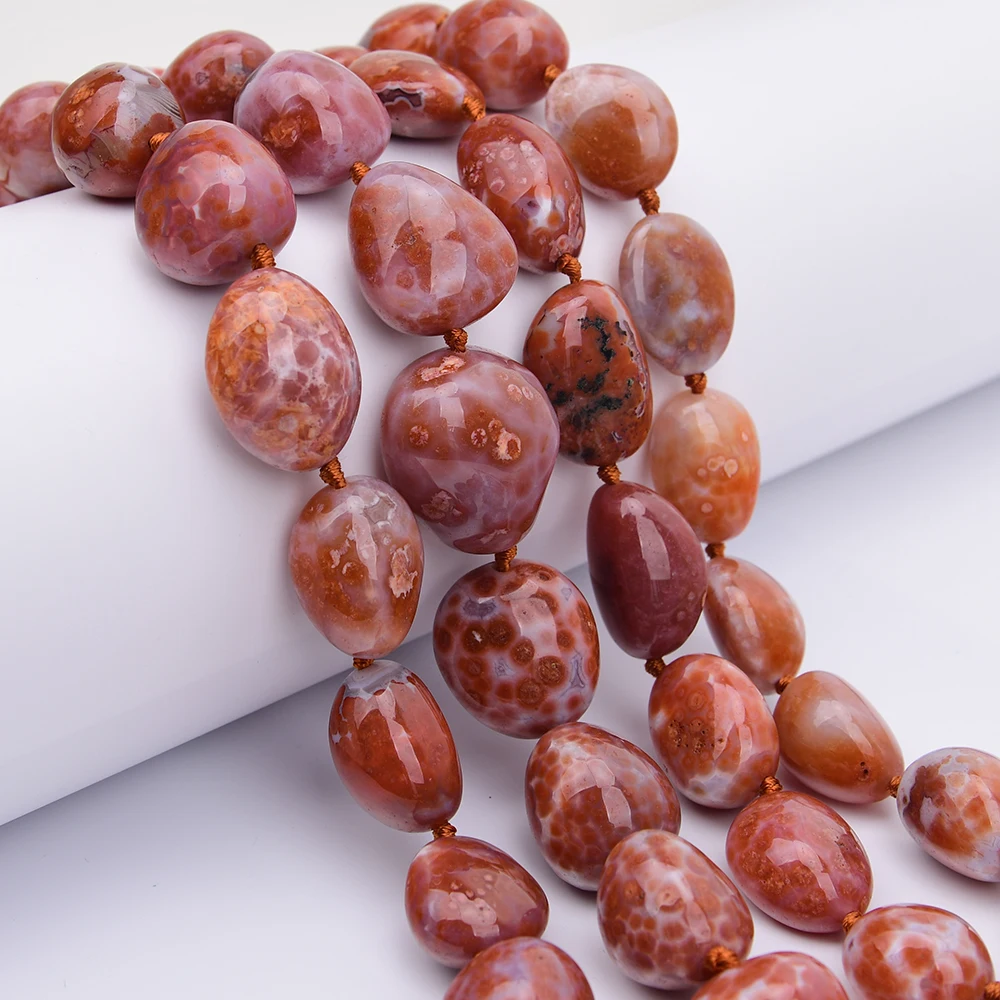 

APDGG Large Natural Red Carnelian Agate Smooth Freefrom Nugget Loose Pendant Beads 17'' Strand Jewelry Making DIY