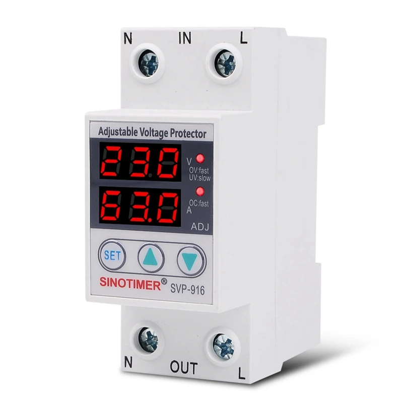 SINOTIMER Home Voltage Surge Protector 63A Din Rail Voltage Surge Protector With Limit Current Protection