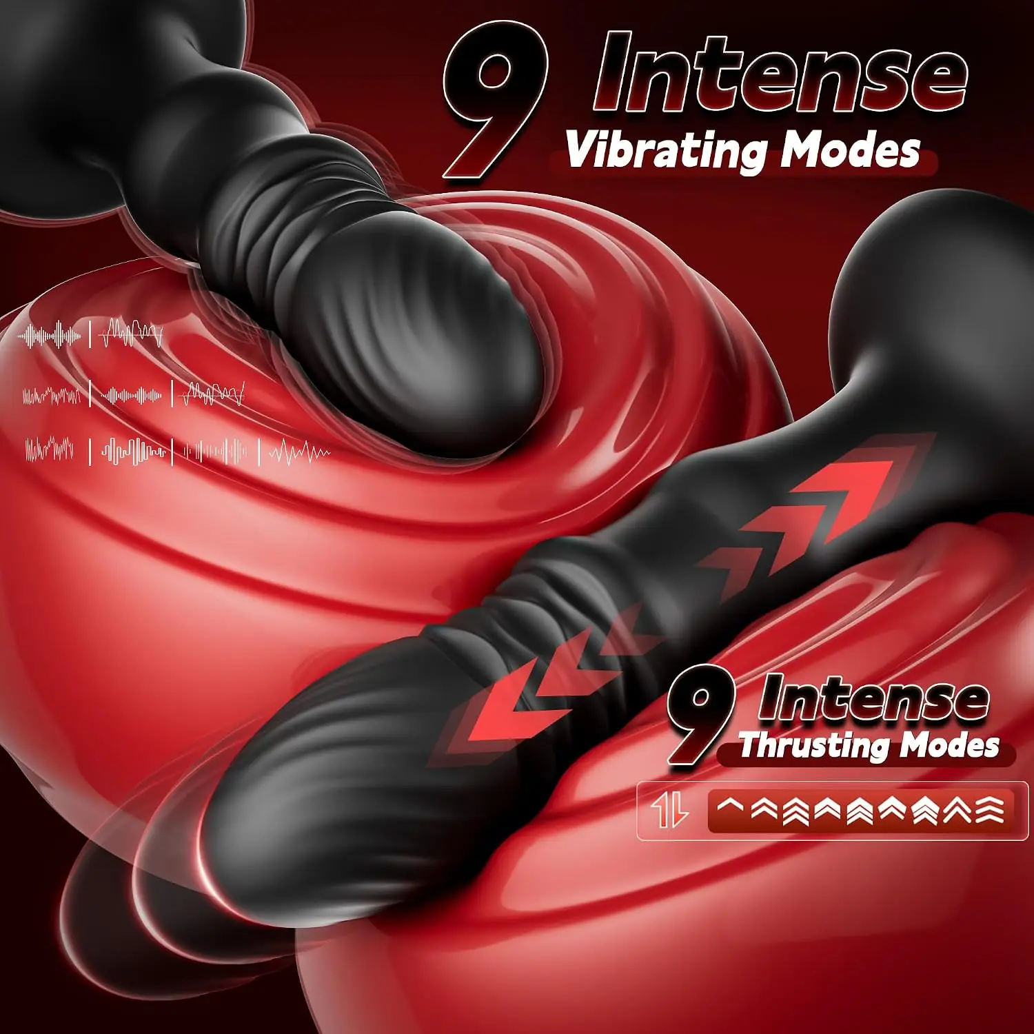 Thrusting Butt Plug Prostate Massager Anal Plug &G Spot Vibrator Anal Dildo with 9 Vibrating and Thrusting Adult Sex Toy for Men - view 3