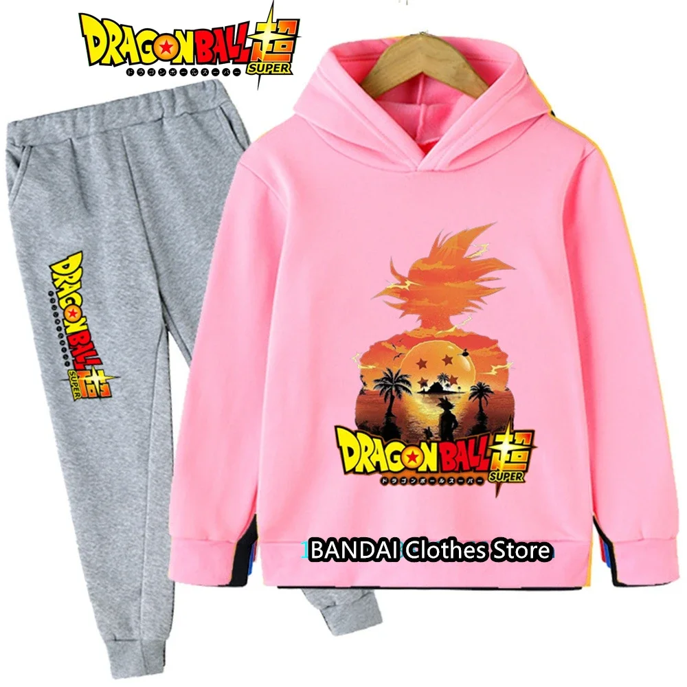 Dragonball garçons dessin animé Goku ensemble à capuche enfants 3-12Y automne hiver doux chaud mignon Anime imprimé confortable 2 pièces porter ​