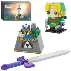 Master Sword with Link Building Kit Conjunto de Blocos de Construção Micro Hyrule, Brinquedos de Construção 2 em 1, Presentes para Adultos e Crianças