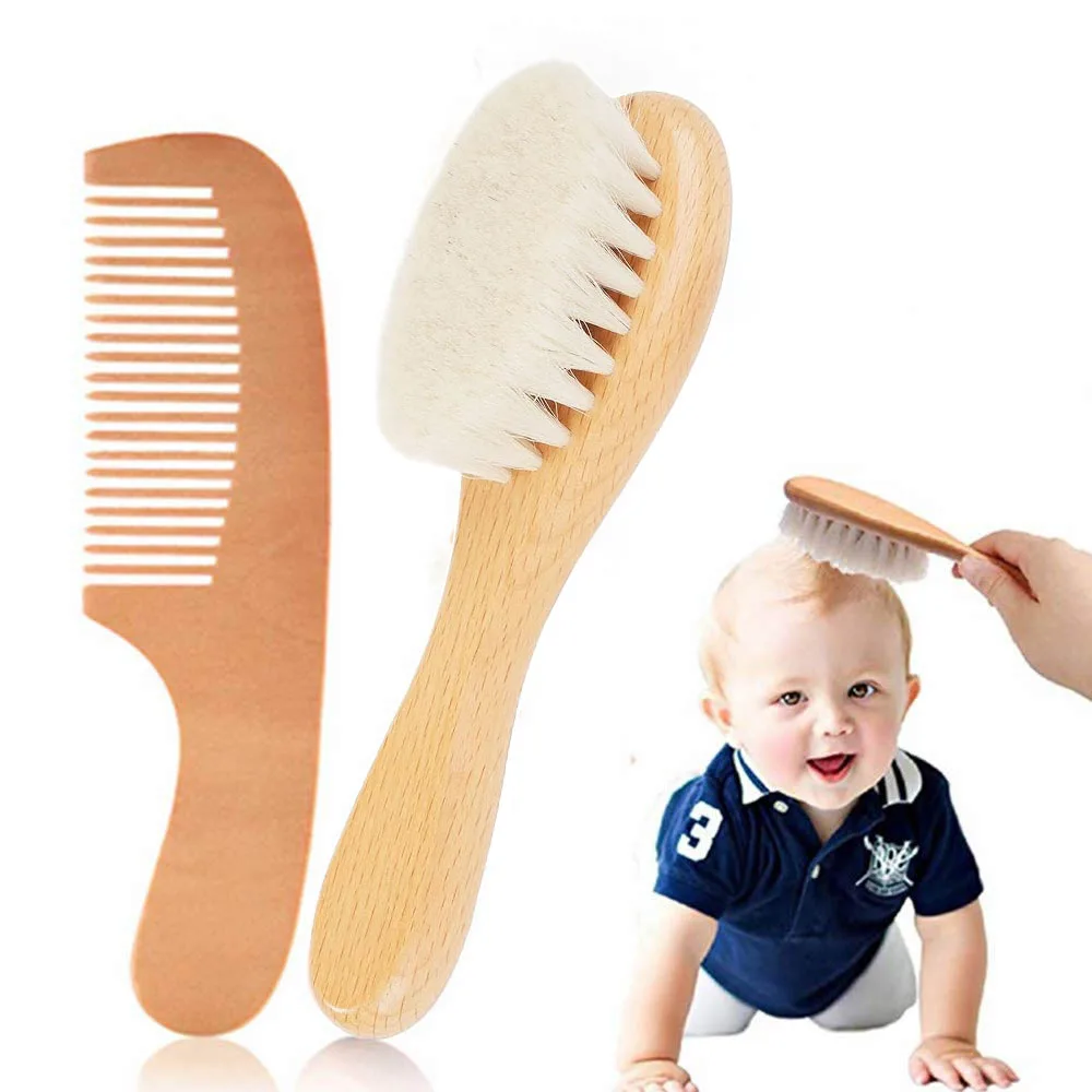 1/2Pcs Wool Comb Set for Babies, Wool Hair Comb for Washing Hair, Soft Fur Brush for Scalp Massage, Baby Fetal Hair Brush