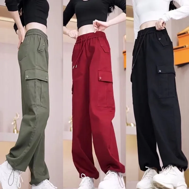 

Invisible Open Crotch Pants Cargo Women's Spring Summer 2024 New Retro Style Straight Legging Pants Sweatpants Women Pants