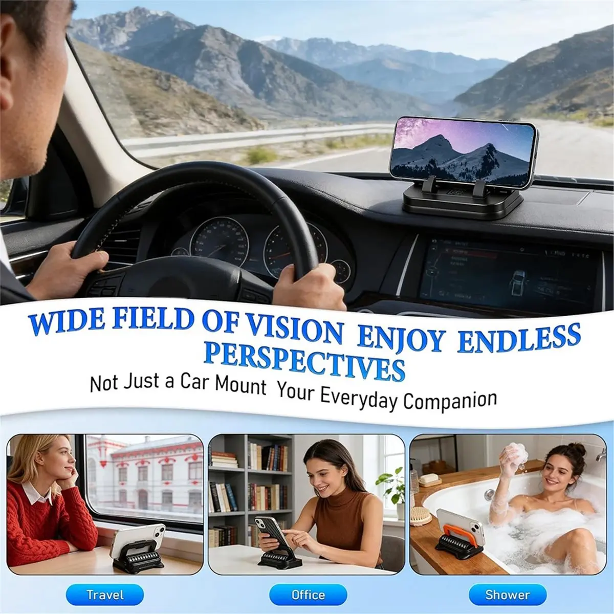 #12I (Black)Car Phone Holder 360° Rotation Ultra-Strong Suction Cup Mount Black,Automotive Parts & Accessories