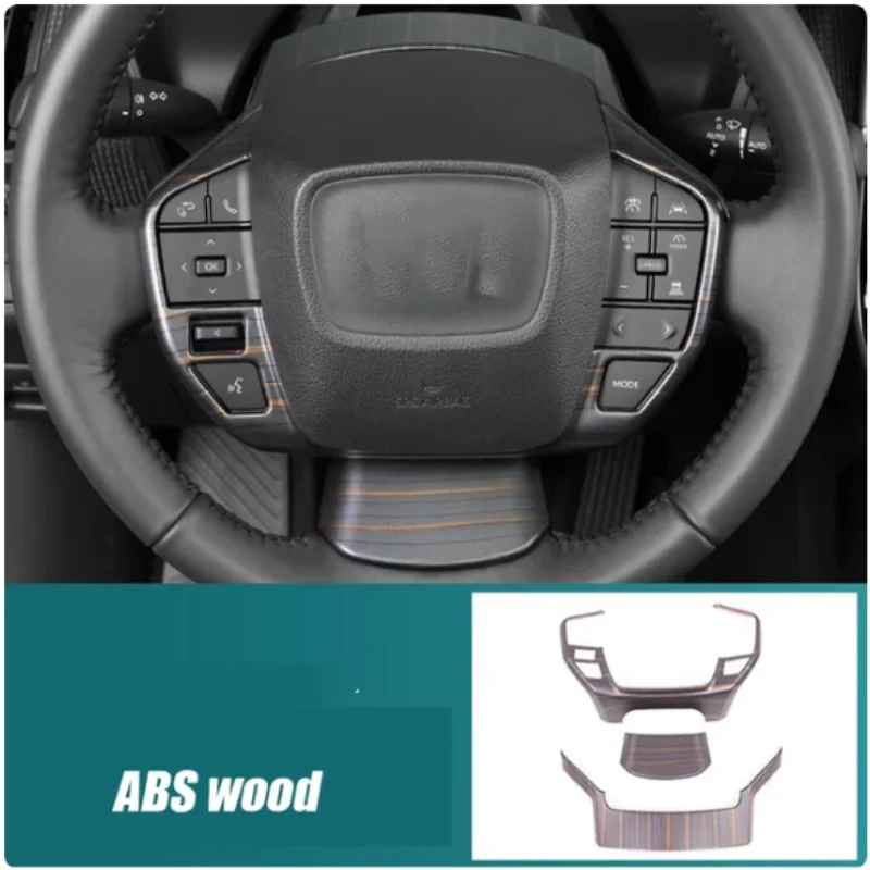 For Toyota BZ4X 2022-2024 ABS Carbon/wood Car Instrument panel steering wheel sequins Button frame Cover Trim Frame Accessories