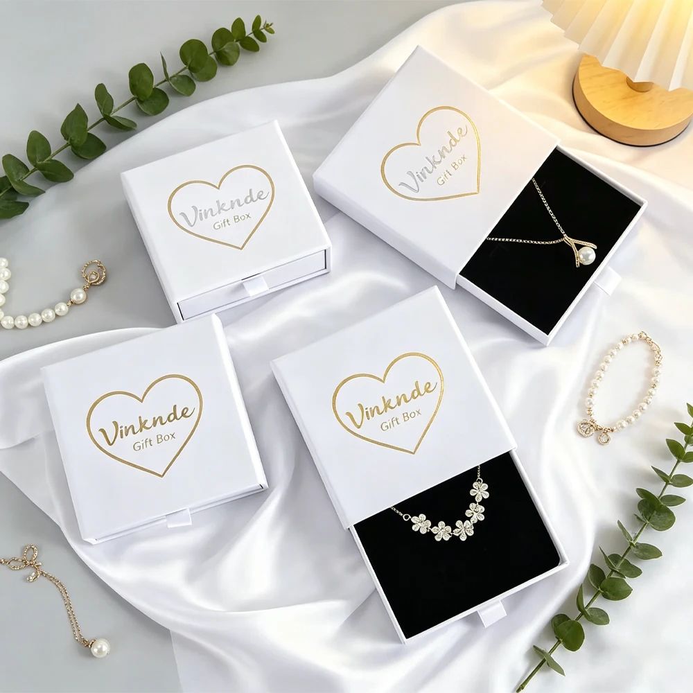 Paquete de 24 Cajas de Papel Personalizadas con Logotipo, 8*8*2.5cm, Cajas de Embalaje para Joyería, Estuche de Regalo para Boda, para Collar, Anillo, Pendientes, Broche, Aceite