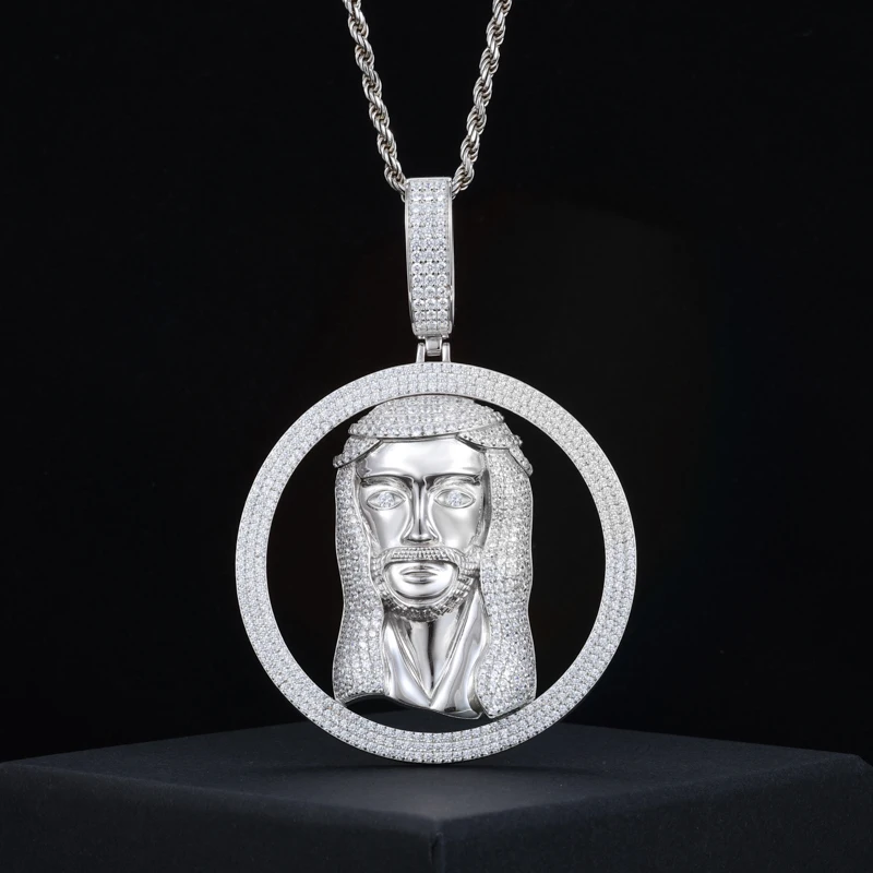 TUHE Hip Hop Jewelry Customized Jesus Pendants Necklace Shiny Brass 18k Plated 5A CZ Covered with Diamonds Men's Christmas Gift