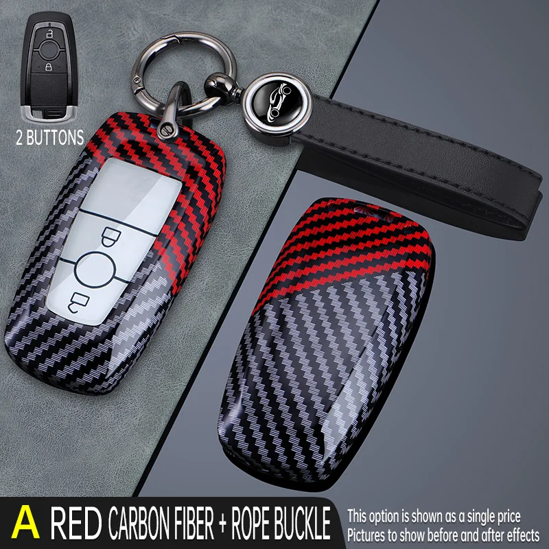 PC Carbon Fiber Pattern Car Key Case Cover Fob Shell for Toyota Camry Crown Ford Raptor BRONCO F150 F250 F350