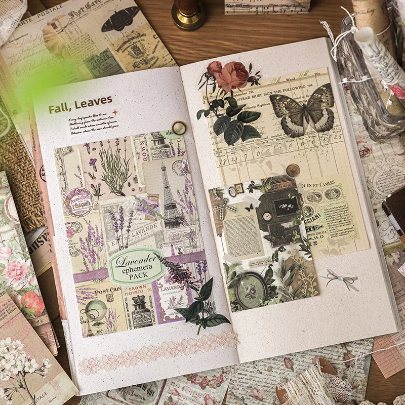JIANQI 100 pcs/pack Past Stories Material Paper Aestheti Scrapbooking Journaling Vintage Stationery Aesthetic Plants Manuscript image 6