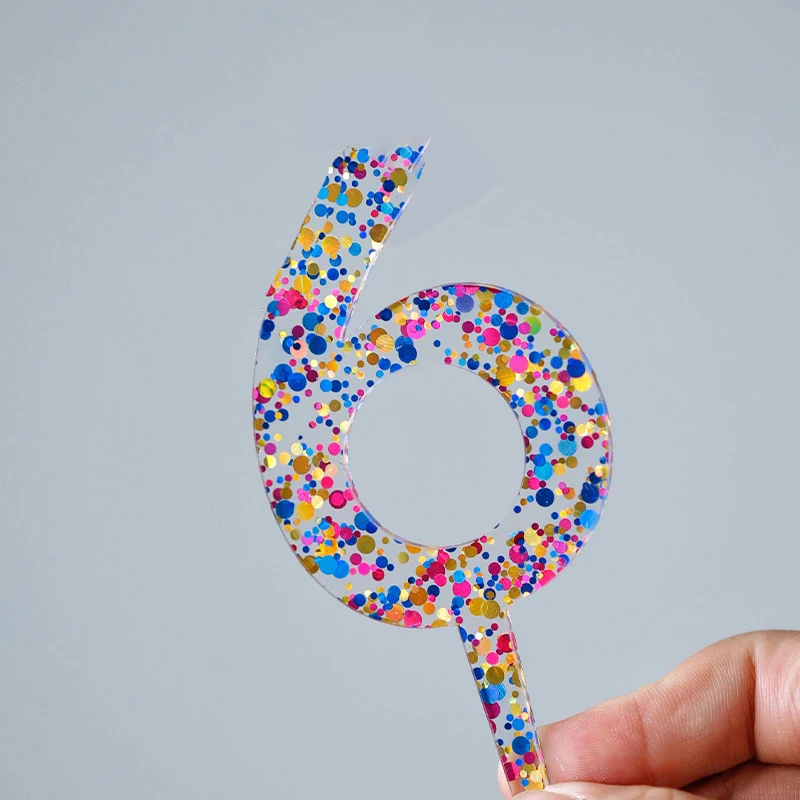 3,4 Zoll Acryl-Zahlen-Kuchenaufsatz, bunt, glitzernd, digital, 0–9, für Kinder, alles Gute zum 1. Geburtstag, Party, Jahrestag, Kuchendekorationen – Detail 9