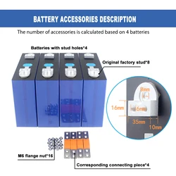 Grade A 280K Lifepo4 Cells EVE 280A/304A Double Hole Stud 3.2V Lifepo4 Rechargeable Battery For DIY 12V Electric energy storage