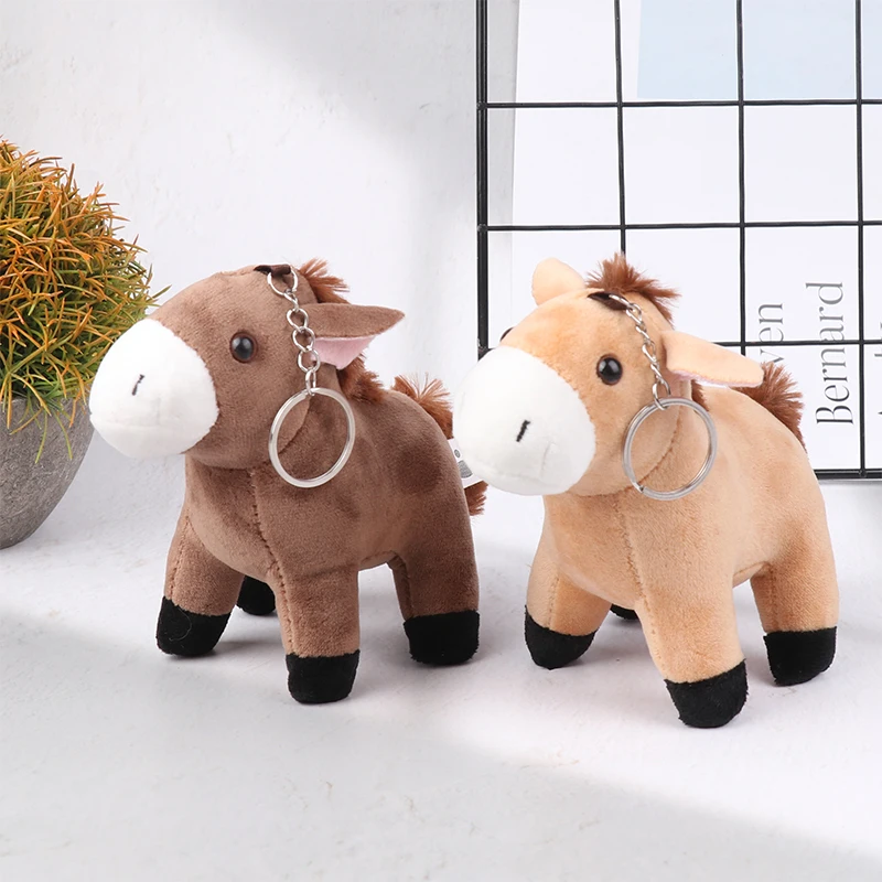 Cute Cartoon Plush Pony Doll Stuffed Animal Doll Kawaii Plush Little Horse Keychain Girls Bag Pendant Gifts