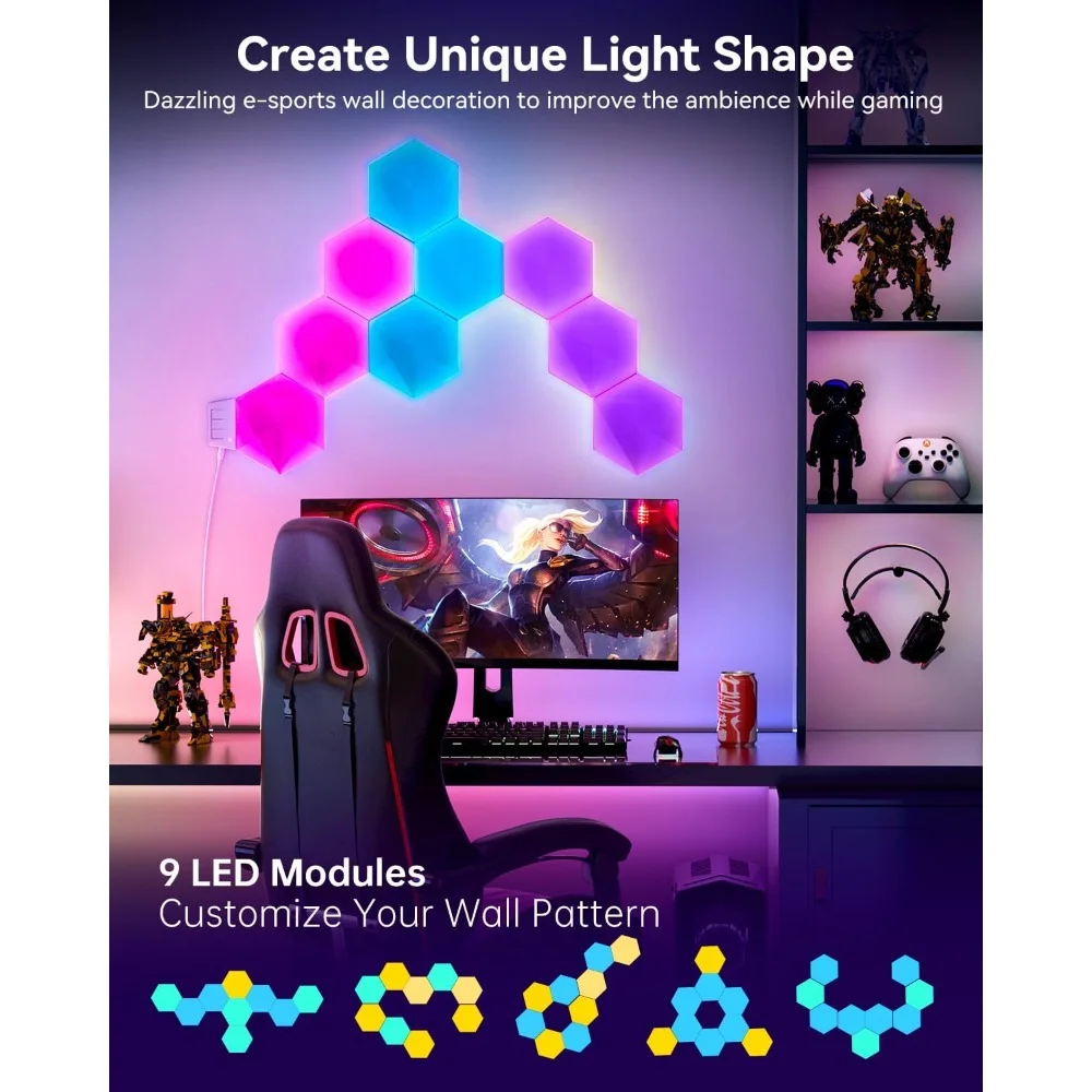 ترقية RGB IC مسدس أضواء LED الإنزلاق عرافة ضوء لوحات الذكية وحدات عرافة البلاط الموسيقى مزامنة APP التحكم الصوتي #4