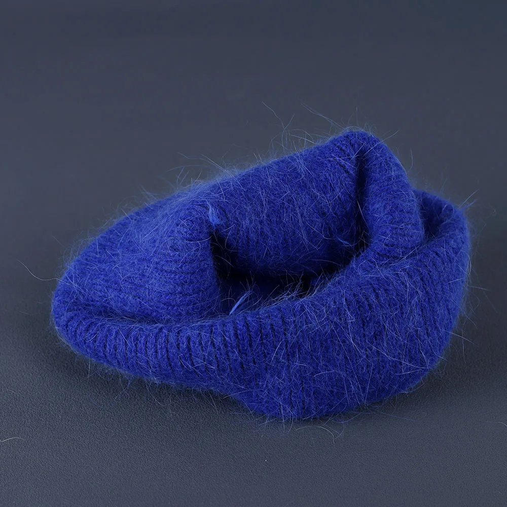Kaninchenfell Mützen Weiche warme flauschige Wintermütze für Frauen Angora Strickmütze Skullies Beanies Weibliche Motorhaube warme Frau Strickmütze – Detail 10
