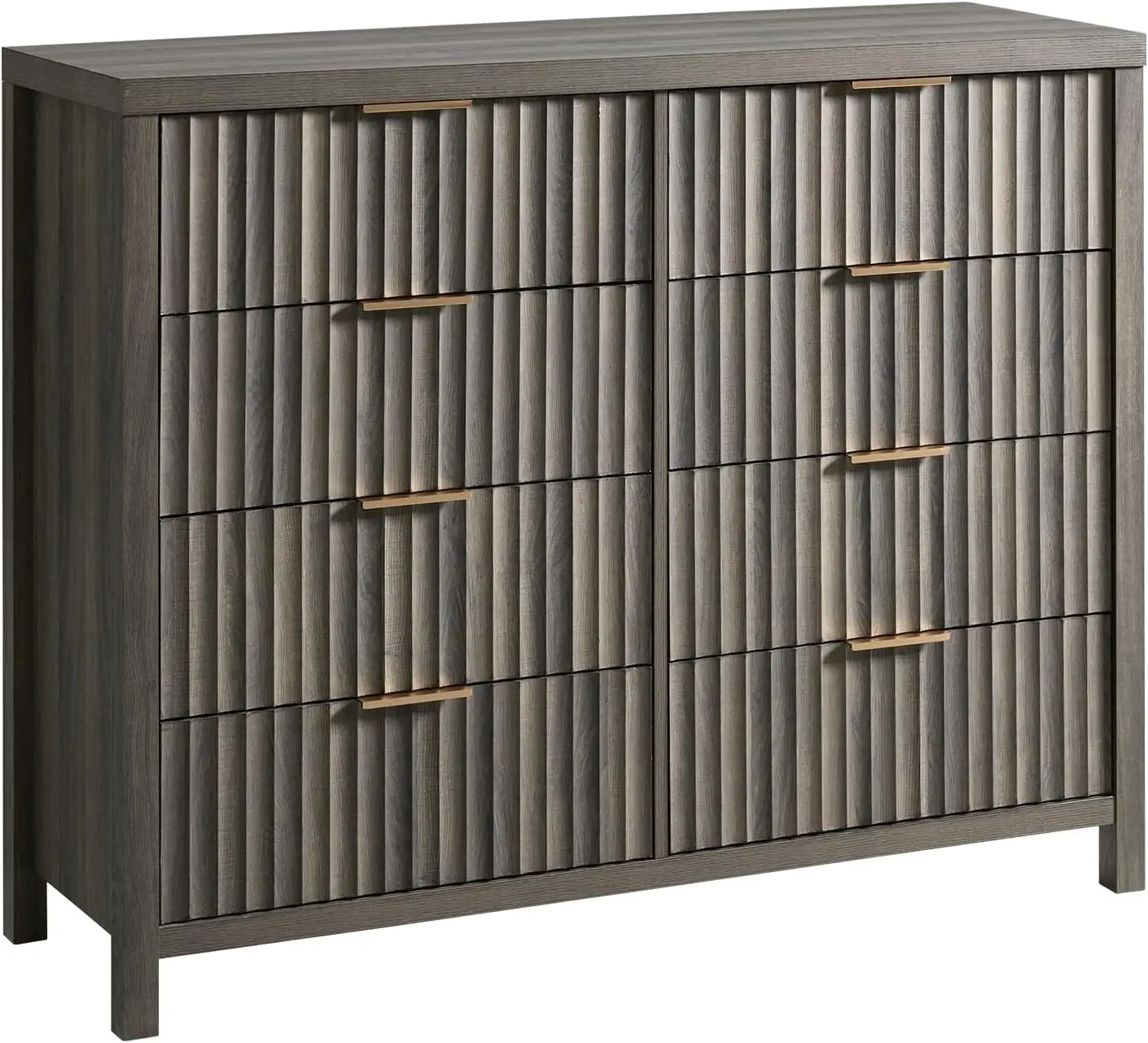 Fluted 8 Drawers Dresser for Bedroom, Tall Modern Bedroom Dressers, Chest of Drawers for Bedroom Wide Mid Century TV Stand