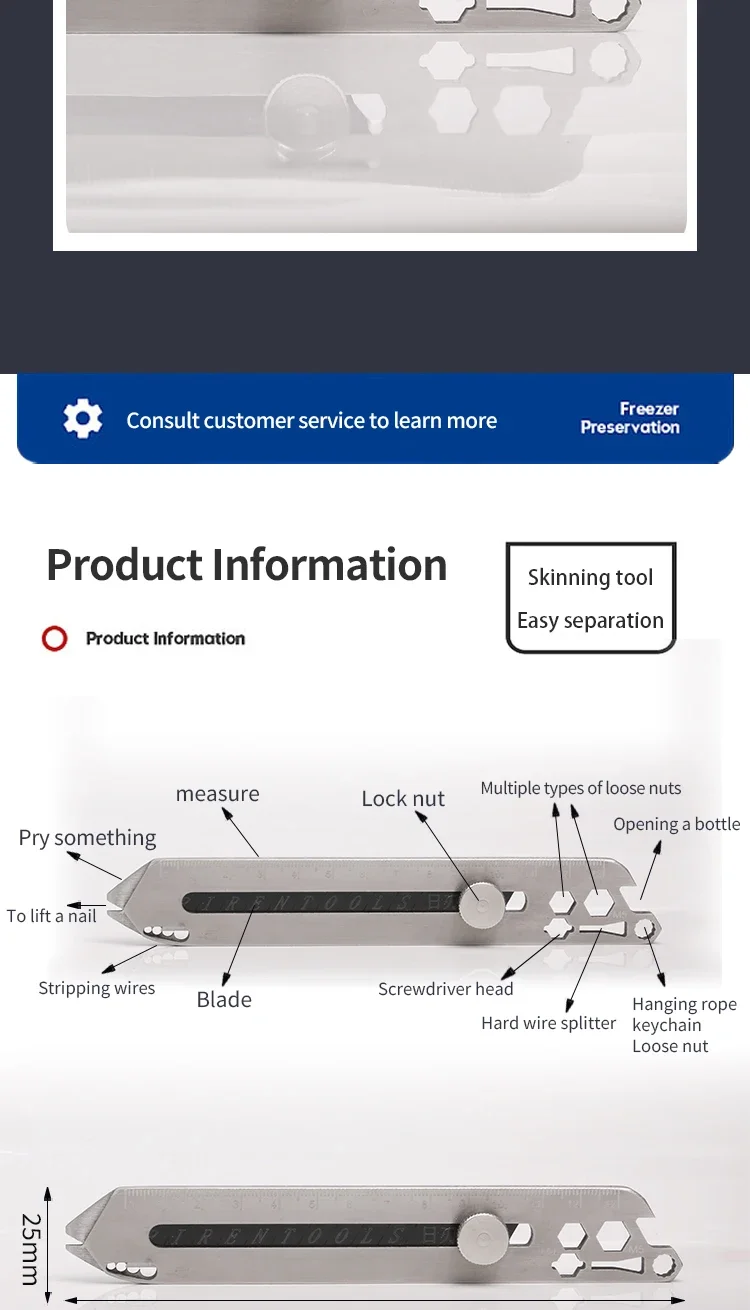 10-in-1-Allzweckmesser, multifunktionales Hochleistungsmesser aus Edelstahl zum Abisolieren von Draht, vollmetallverdicktes Tapetenmesser, Ea – Detail 9