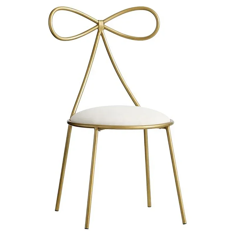 

Nordic Dining Chair for the Kitchen Simple Modern Backrest Chair Creative Bow Makeup Wrought Iron Restaurant Chairs