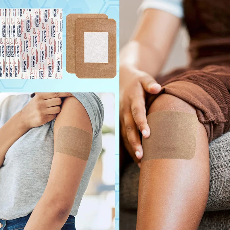 10pcs/pack Elastic Large Skin Wound Patches Band Aid Square Shaped Hemostasis Plasters Breathable Adhesive Bandages