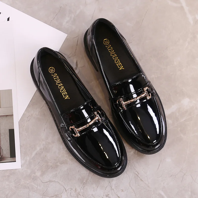 Spring British Style Women\'s Shoes Fashion Patent Leather Loafers 2023 New Autumn Retro Office Lady Footwear Slip on Women Pumps