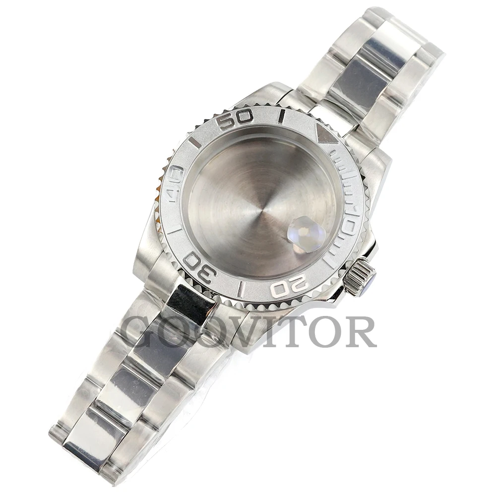 

40mm NH35 Silver Watch Case For SUB GMT NH34 NH35 NH36 NH38 Movement 28.5mm Dial Oyster Brecelet Yacht-Master Case Watch Part