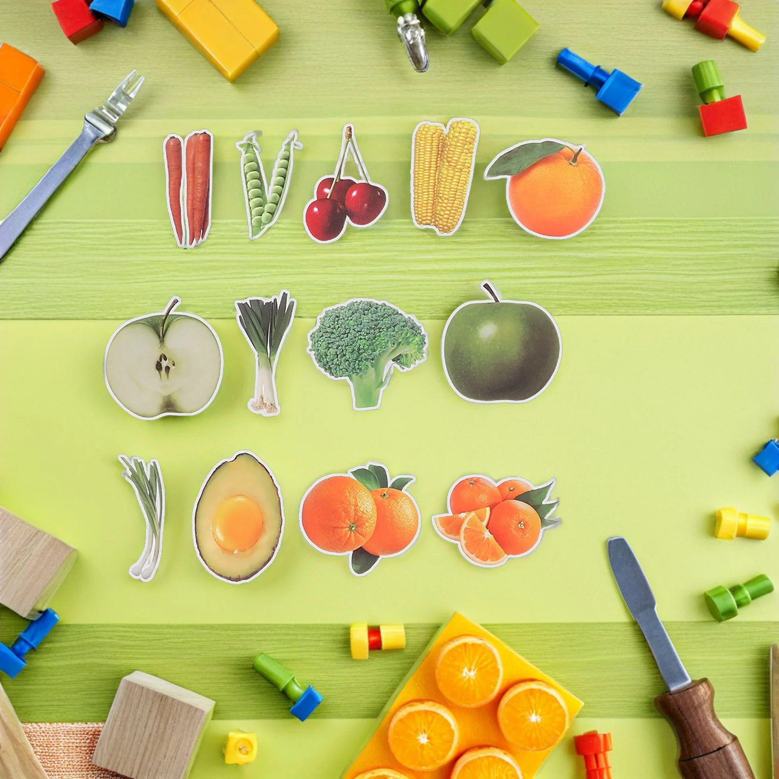 200Pcs Realistic Fruit Stickers Waterproof Vegetable Decals for Hand Eye Coordination Development Stickers for Water