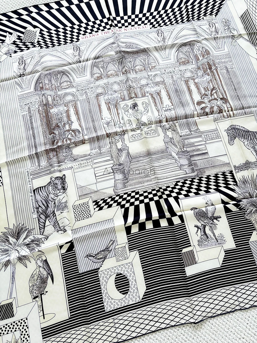 

Large Silk Scarf 135cm Luxury Shawls rolled Edge Bandanas Clothing Hair Accessories Neck Foulard Femme Christmas Gift