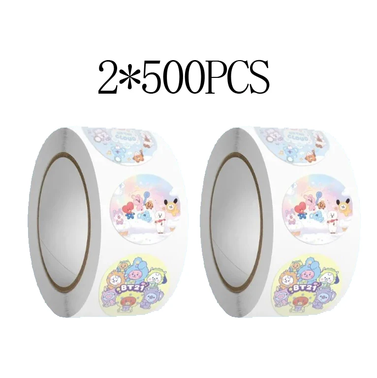 500PCS BT21 Roll Stickers Cute Cartoon Stickers K-pop Idol Merch for DIY Phone Case & Scrapbook Decoration view 6