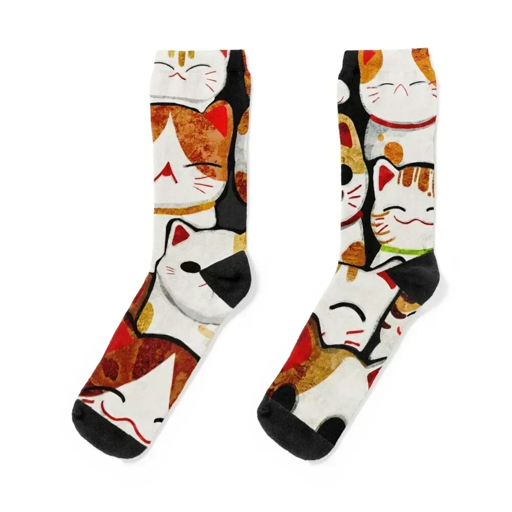 

Lucky Cat Pattern Socks men cotton high quality cute gym heated Socks Men's Women's