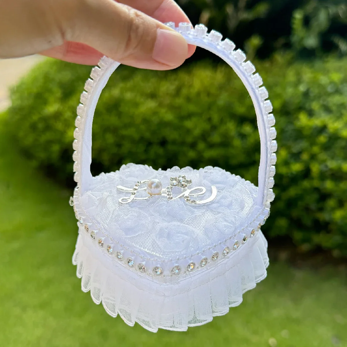 1pc Wedding Ring Pillow Mini Flower Girl Hand-held Love Ring Box Engagement Valentine's Day Proposal Ring Prop Jewelry Box Gift