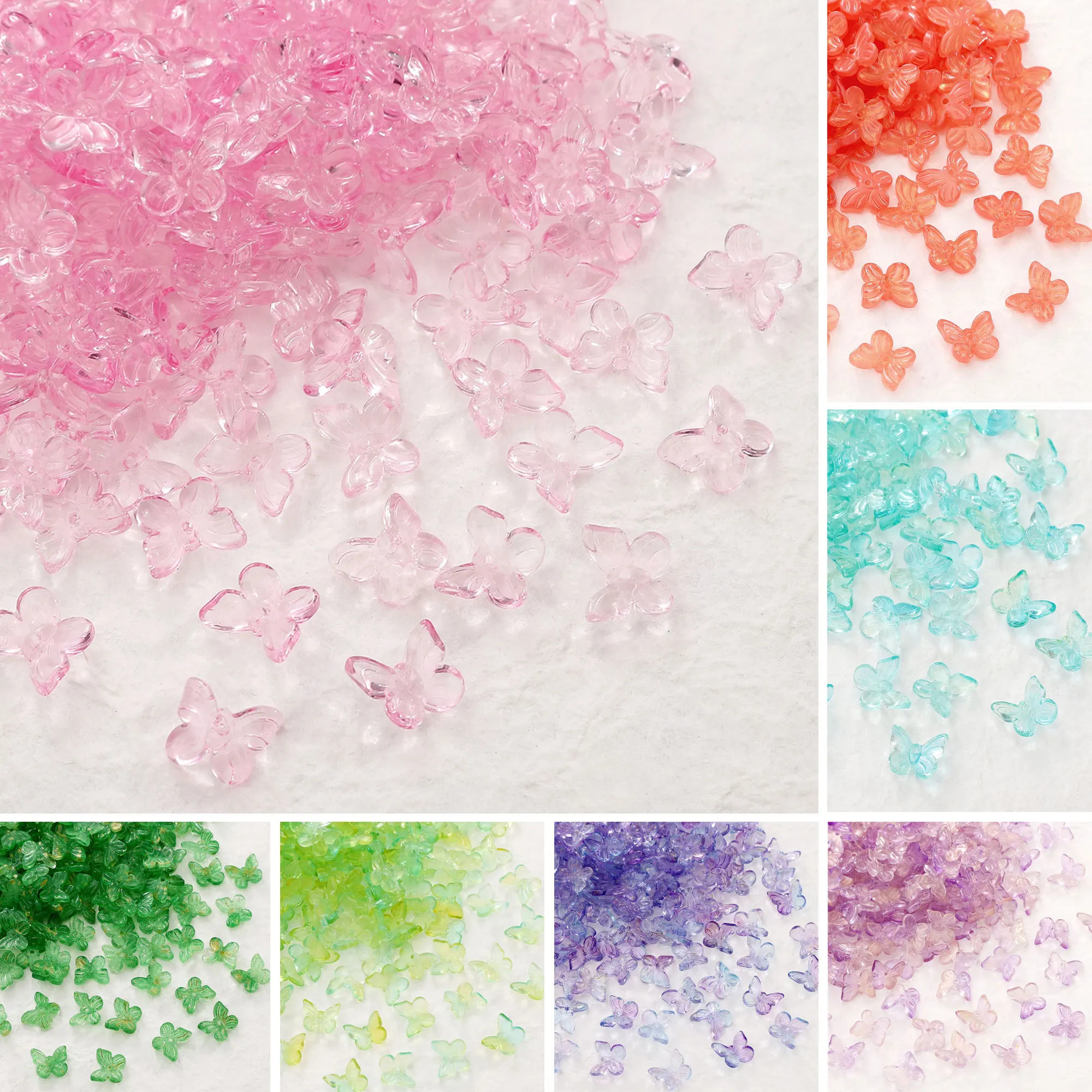 10pcs Colorful Lampwork Glass Beads Butterfly Shape for DIY Handmade Earrings Jewelry Making Ancient Style Accessory Beads