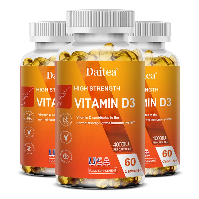 Vitamin D Capsules Supplement - Strengthen Bones, Teeth, Immunity, Brain, Cardiovascular Health, Anti-inflammatory