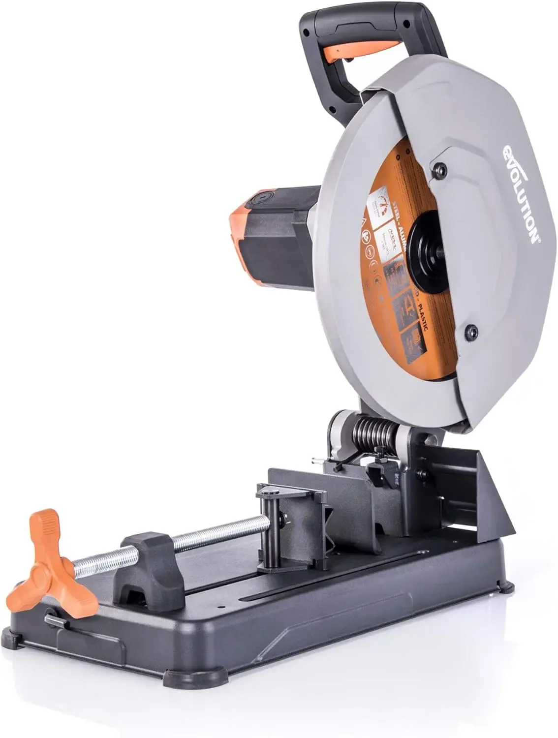 

Evolution Power Tools R355CPS 14-Inch Chop Saw Multi Purpose Multi-Material Cutting Cuts Metal Plastic Wood More Miter TCT Blade