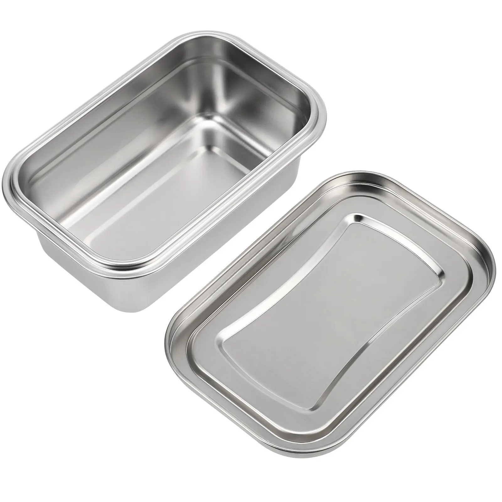 Stainless Steel Ice Cream Container Transparent Lid Freezer Organizer Stackable Lunch Vegetable Storage Box Reusable