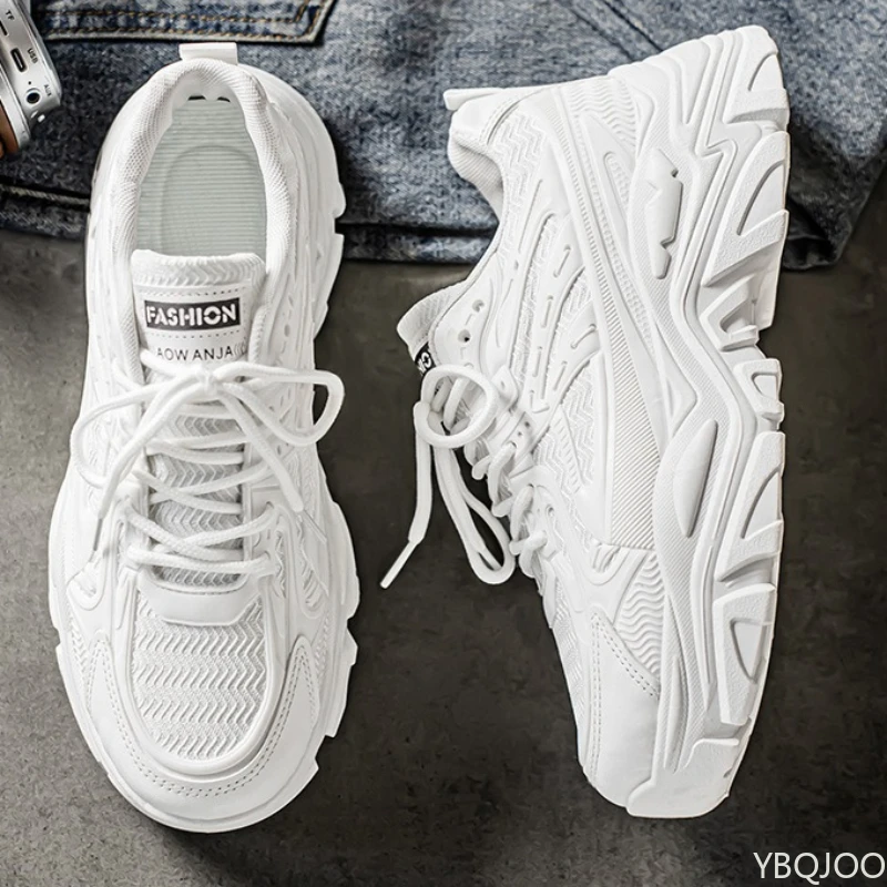 

Мужские летние новые легкие дышащие сетчатые туфли, универсальная спортивная обувь на толстой подошве, повседневная удобная обувь, увеличивающая рост