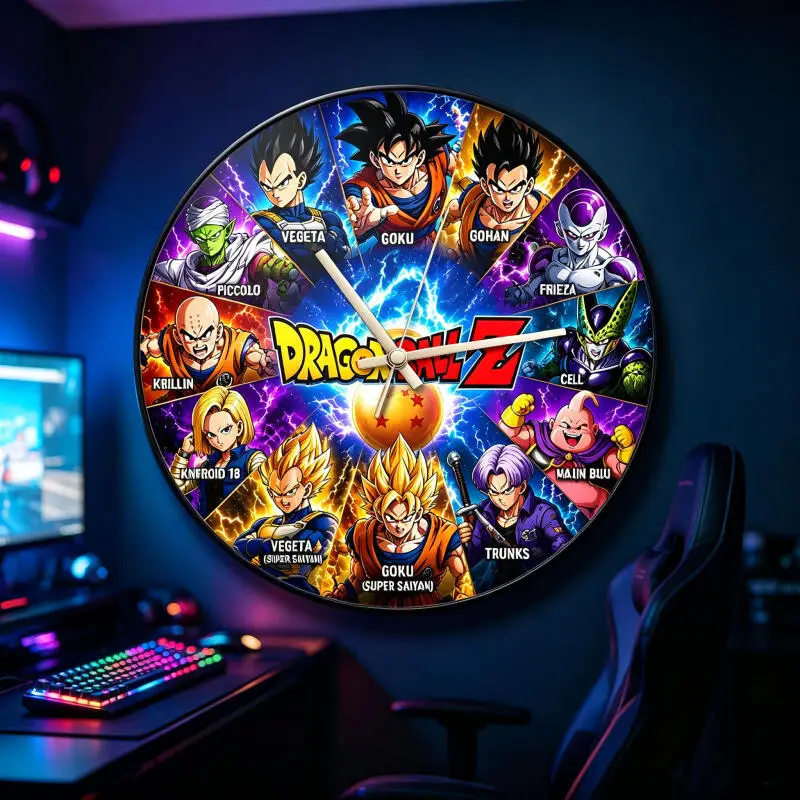Dragon Ball Z Anime Round Wall Clock Silent Quartz Non-Ticking Hanging Clock Bedroom Living Room Home Decor Collectible Gift