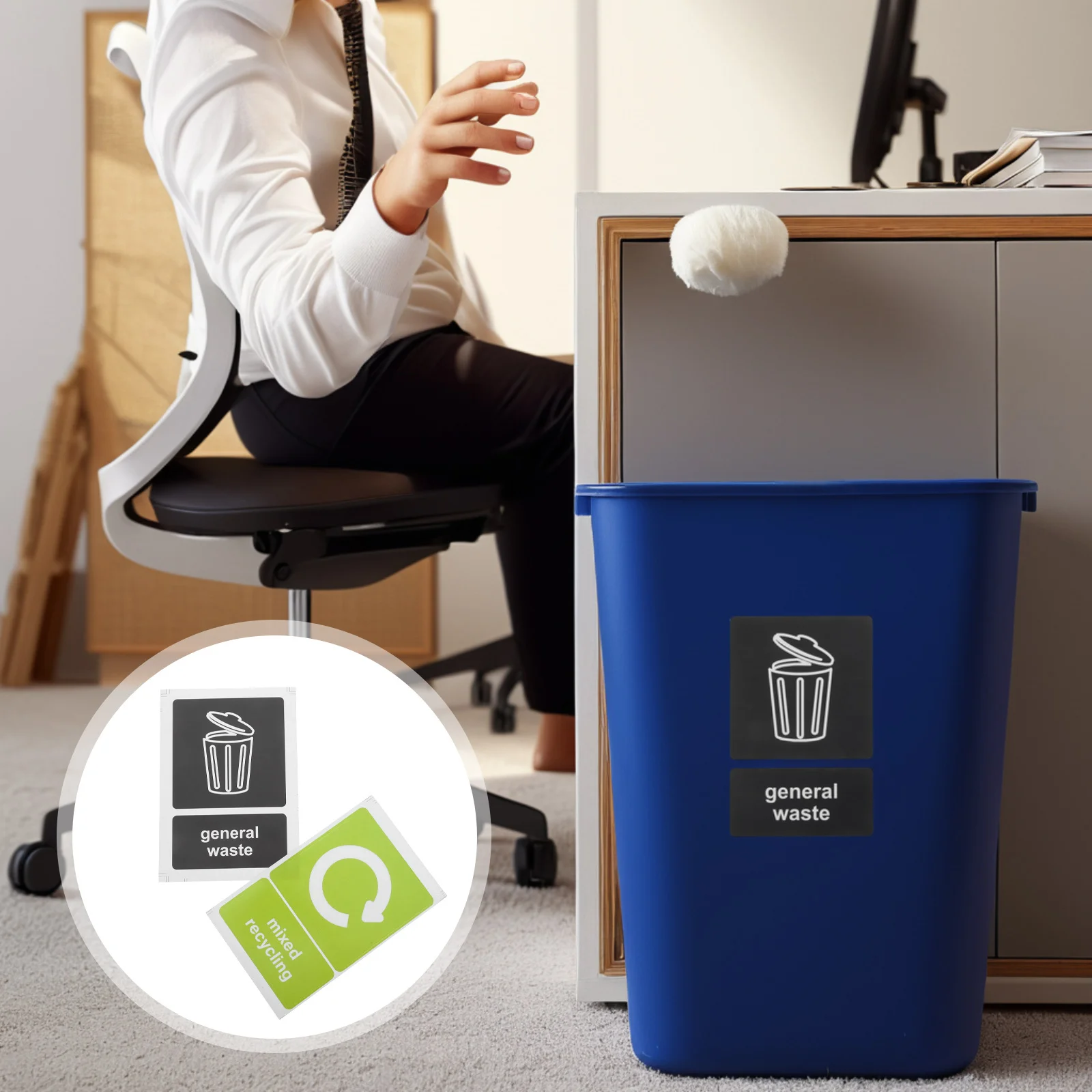 

10Pcs Trash Can Stickers Waste Bin Decals Durable Outdoor Recyclable Compost Trash Sorting Labels for Public Use